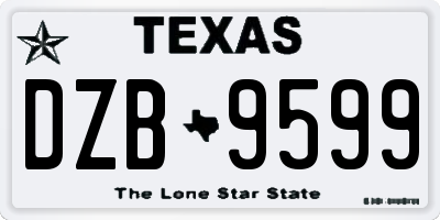 TX license plate DZB9599