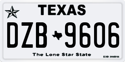 TX license plate DZB9606