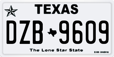 TX license plate DZB9609