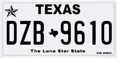 TX license plate DZB9610