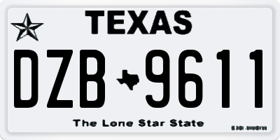 TX license plate DZB9611