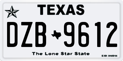 TX license plate DZB9612