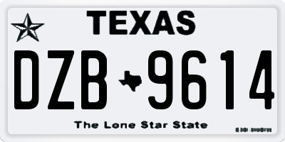 TX license plate DZB9614
