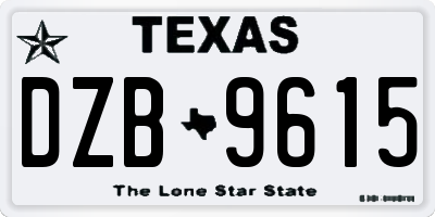 TX license plate DZB9615