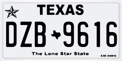 TX license plate DZB9616