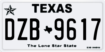 TX license plate DZB9617