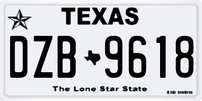 TX license plate DZB9618