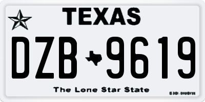 TX license plate DZB9619