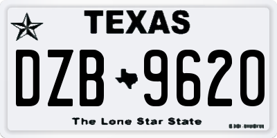 TX license plate DZB9620