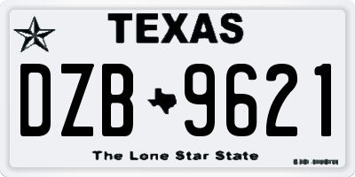 TX license plate DZB9621