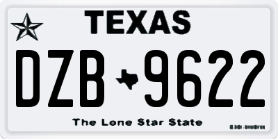 TX license plate DZB9622