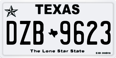 TX license plate DZB9623