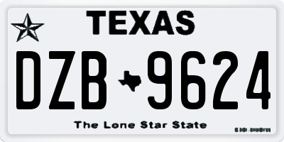 TX license plate DZB9624