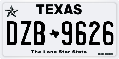 TX license plate DZB9626