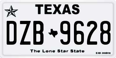 TX license plate DZB9628