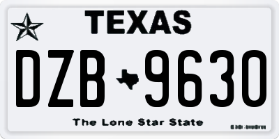 TX license plate DZB9630