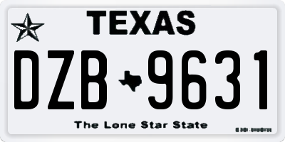 TX license plate DZB9631