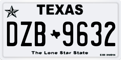 TX license plate DZB9632