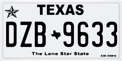 TX license plate DZB9633