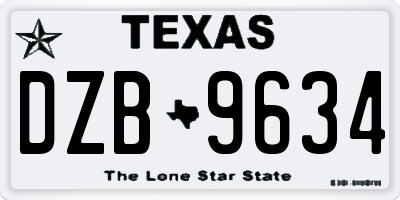 TX license plate DZB9634