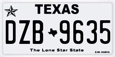 TX license plate DZB9635
