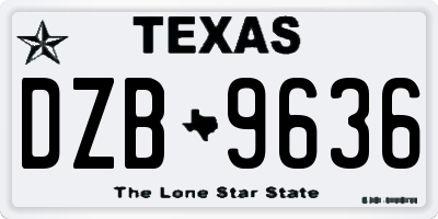 TX license plate DZB9636