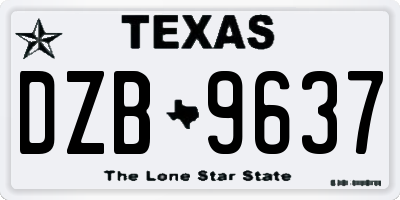 TX license plate DZB9637