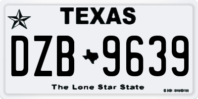 TX license plate DZB9639