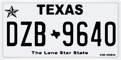 TX license plate DZB9640