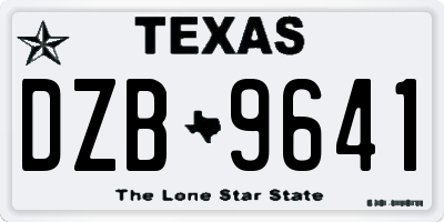 TX license plate DZB9641