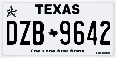 TX license plate DZB9642