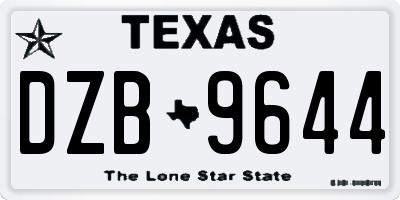 TX license plate DZB9644