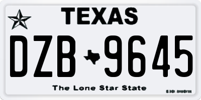 TX license plate DZB9645