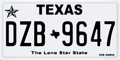 TX license plate DZB9647