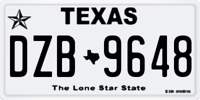 TX license plate DZB9648