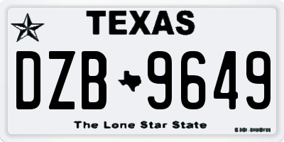 TX license plate DZB9649