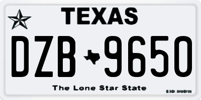 TX license plate DZB9650