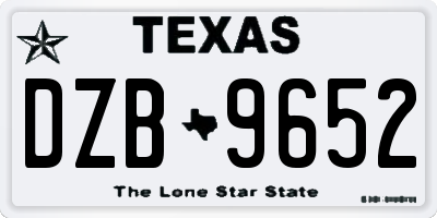 TX license plate DZB9652