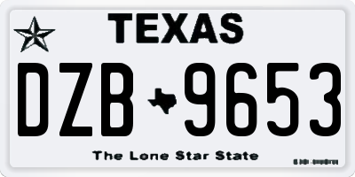 TX license plate DZB9653