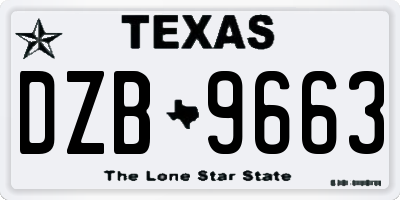 TX license plate DZB9663