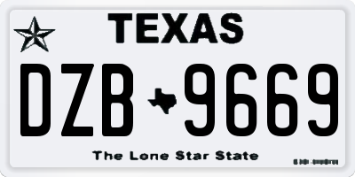 TX license plate DZB9669