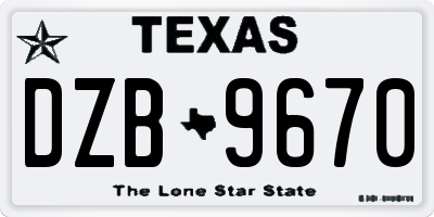 TX license plate DZB9670
