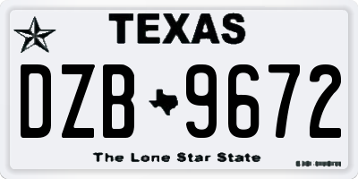 TX license plate DZB9672