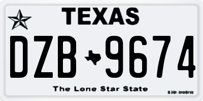 TX license plate DZB9674