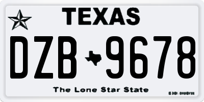 TX license plate DZB9678