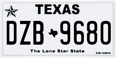 TX license plate DZB9680