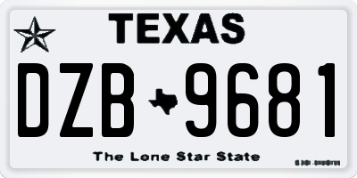 TX license plate DZB9681