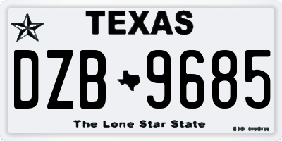 TX license plate DZB9685