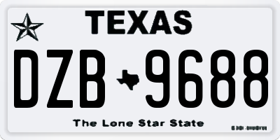 TX license plate DZB9688