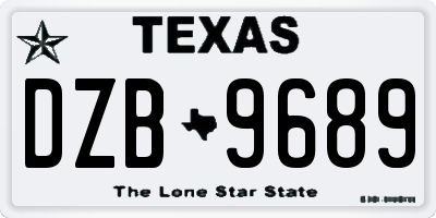 TX license plate DZB9689